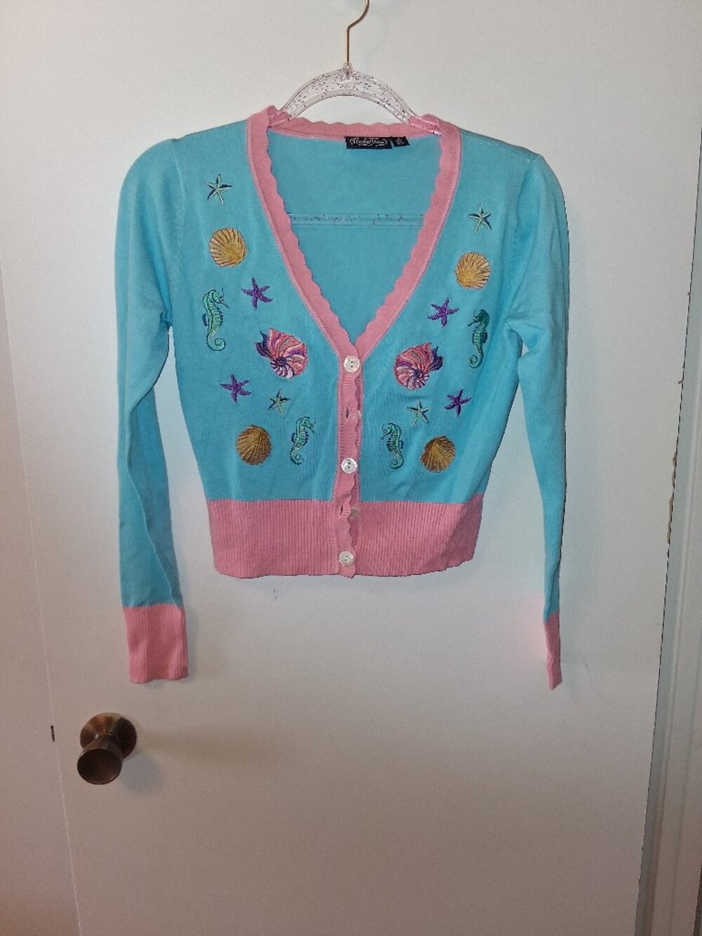 Turquoise Pink Cardigan, S